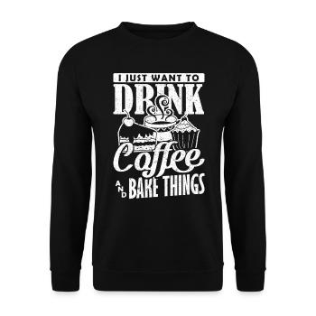 Je veux juste boire du café et cuire des choses backen - Sweat-shirt Unisexe - noir - Devant - Alina (178cm) & Michal (187cm)