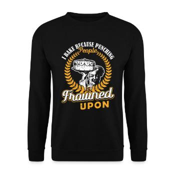 I Bake Because Punching People Frowned Upon Backen - Unisex Sweatshirt - black - Front - Alina (178cm) & Michal (187cm)