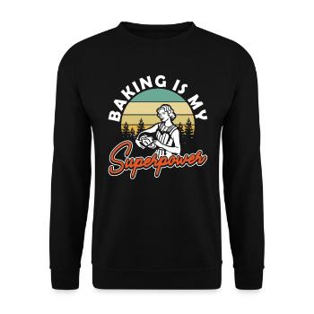 Retro Baking is My Superpower Backen - Unisex Sweatshirt - black - Front - Alina (178cm) & Michal (187cm)