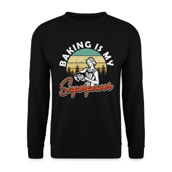 Retro Baking is My Superpower Backen - Unisex Sweatshirt - black - Front - Alina (178cm) & Michal (187cm)
