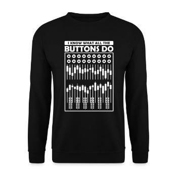 Iknow what all the Buttons do sound engineer - Unisex Sweatshirt - black - Front - Alina (178cm) & Michal (187cm)