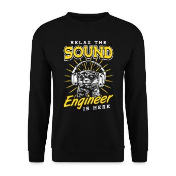 Détendez-vous l’ingénieur du son est ici Tontechniker - Sweat-shirt Unisexe - noir - Devant - Alina (178cm) & Michal (187cm)
