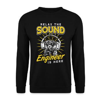 Détendez-vous l’ingénieur du son est ici Tontechniker - Sweat-shirt Unisexe - noir - Devant - Alina (178cm) & Michal (187cm)