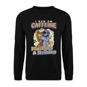 Je cours à la caféine, à la cueillette et à la harpe frappante - Sweat-shirt Unisexe - noir - Devant - Alina (178cm) & Michal (187cm)