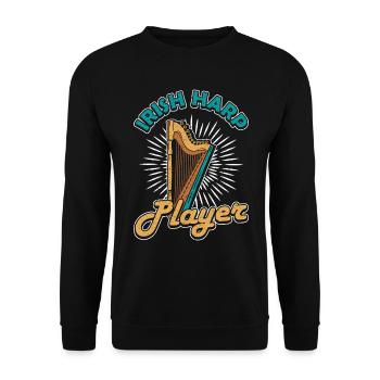 Irish Harp Player Harfe - Unisex Sweatshirt - black - Front - Alina (178cm) & Michal (187cm)