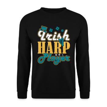 Irish Harp Player Harfe - Unisex Sweatshirt - black - Front - Alina (178cm) & Michal (187cm)