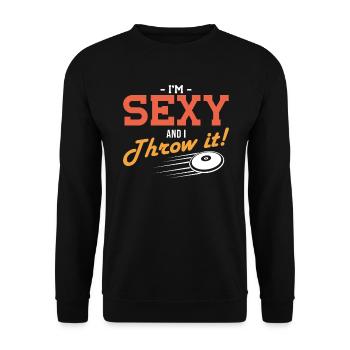 Discus im Sexy And I Throw It Discus Thrower - Unisex Sweatshirt - black - Front - Alina (178cm) & Michal (187cm)