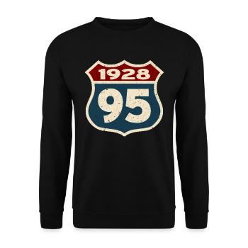 95 years old - birthday 1928 - born in 1928 - Unisex Sweatshirt - black - Front - Alina (178cm) & Michal (187cm)