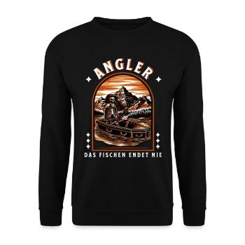 Fisch Angeln Angler Fischer Angel Haken Geschenk - Unisex Pullover - Schwarz - Vorne - Alina (178cm) & Michal (187cm)