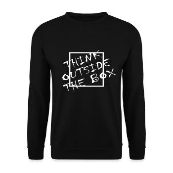 Think Outside The Box Querdenker Geek Geschenk - Unisex Pullover - Schwarz - Vorne - Alina (178cm) & Michal (187cm)