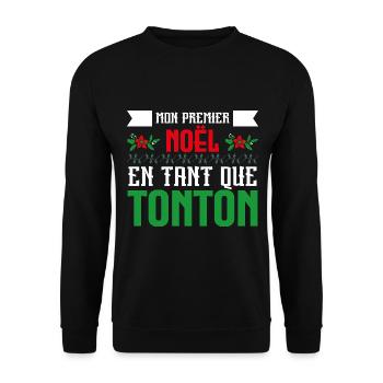 Le premier Noël en tant que tonton - Sweat-shirt Unisexe - noir - Devant - Alina (178cm) & Michal (187cm)