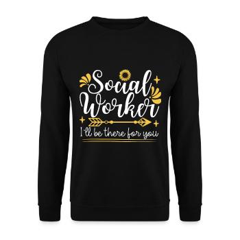 Soziale Arbeit | Sonnenblumen | Sozialarbeiter - Unisex Pullover - Schwarz - Vorne - Alina (178cm) & Michal (187cm)
