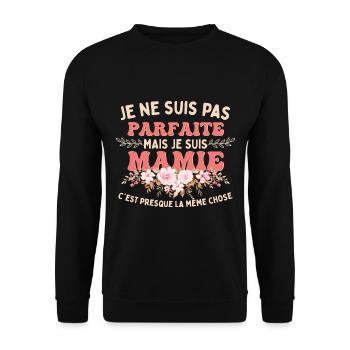 Grand-Mère Cadeau Mamie Humour - Sweat-shirt Unisexe - noir - Devant - Alina (178cm) & Michal (187cm)