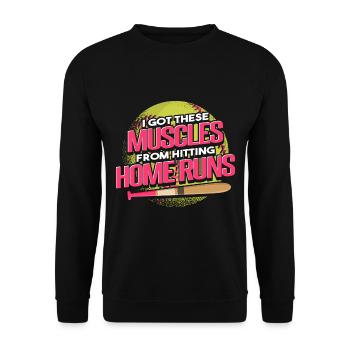 I Got These Muscles From Hitting Home Runs - Unisex Sweatshirt - black - Front - Alina (178cm) & Michal (187cm)