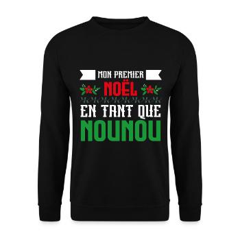 Mon Premier Noel tant que nounou - Sweat-shirt Unisexe - noir - Devant - Alina (178cm) & Michal (187cm)