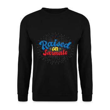 Aufgewachsen auf Sarmale | Rumänisches Essen | Rumänien - Unisex Pullover - Schwarz - Vorne - Alina (178cm) & Michal (187cm)