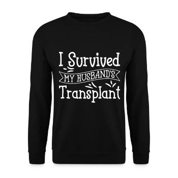 Lungentransplantation meines Mannes habe ich auch - Unisex Pullover - Schwarz - Vorne - Alina (178cm) & Michal (187cm)