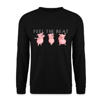 feel the beat - funny pigs are dancing - Unisex Sweatshirt - black - Front - Alina (178cm) & Michal (187cm)