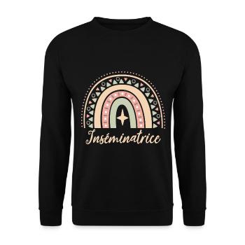 Cadeau Inséminatrice. Boho Rainbow inséminatrice. - Sweat-shirt Unisexe - noir - Devant - Alina (178cm) & Michal (187cm)