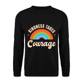 Freundlichkeit erfordert Mut - Unisex Pullover - Schwarz - Vorne - Alina (178cm) & Michal (187cm)