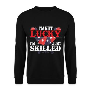 Lustiges Poker Bluffen Gambler Casino - Unisex Pullover - Schwarz - Vorne - Alina (178cm) & Michal (187cm)
