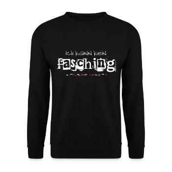 Ich kann kein Fasching oder Karneval Kostüm Outfit - Unisex Pullover - Schwarz - Vorne - Alina (178cm) & Michal (187cm)