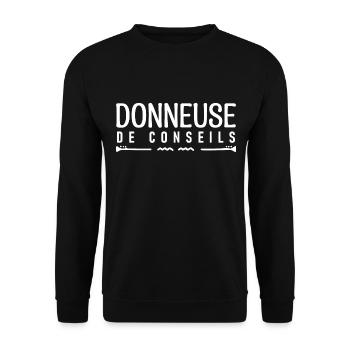 Donneuse de conseils. cadeau Conseiller. - Sweat-shirt Unisexe - noir - Devant - Alina (178cm) & Michal (187cm)