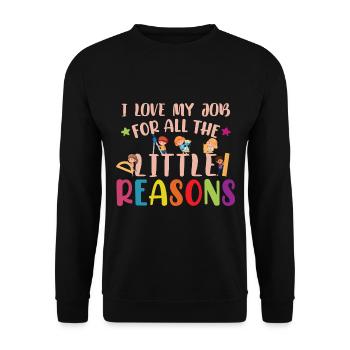 Lehrer: Ich liebe meinen Job aus all den kleinen Gründen - Unisex Pullover - Schwarz - Vorne - Alina (178cm) & Michal (187cm)