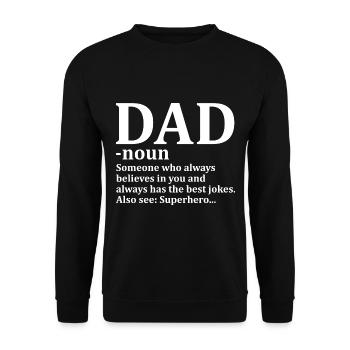 Dad Vater Begrifferklärung Superheld Vatertag Gesc - Unisex Pullover - Schwarz - Vorne - Alina (178cm) & Michal (187cm)