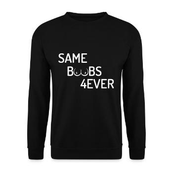 Same Boobs Forever Junggesellenabschieds Party - Unisex Pullover - Schwarz - Vorne - Alina (178cm) & Michal (187cm)