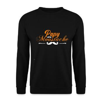 papy moustache, Idée cadeau d'élégance. - Sweat-shirt Unisexe - noir - Devant - Alina (178cm) & Michal (187cm)