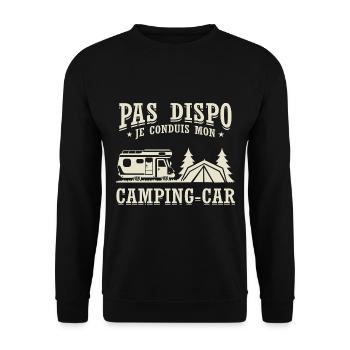 Pas Dispo Je Conduis Mon Camping-Car - Sweat-shirt Unisexe - noir - Devant - Alina (178cm) & Michal (187cm)