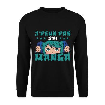 I Manga - Unisex Sweatshirt - black - Front - Alina (178cm) & Michal (187cm)