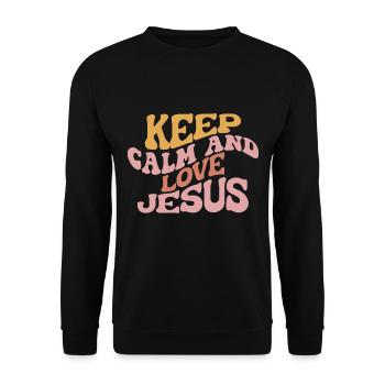 Keep Calm And Love Jesus - Unisex Sweatshirt - black - Front - Alina (178cm) & Michal (187cm)