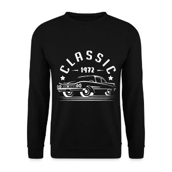 Geschenkidee - CLASSIC 1972. - Unisex Pullover - Schwarz - Vorne - Alina (178cm) & Michal (187cm)