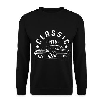 cLASSIC 1976 -Geschenkidee - - Unisex Pullover - Schwarz - Vorne - Alina (178cm) & Michal (187cm)
