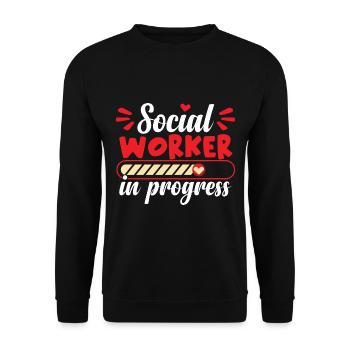 Social Worker In Progress - Unisex Sweatshirt - black - Front - Alina (178cm) & Michal (187cm)