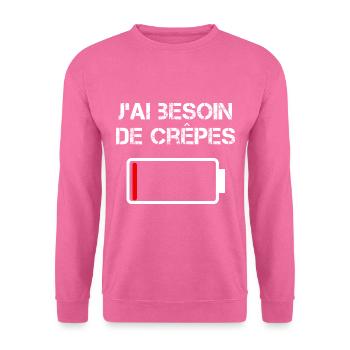 J'ai Besion De Crêpes - Sweat-shirt Unisexe - rose - Devant