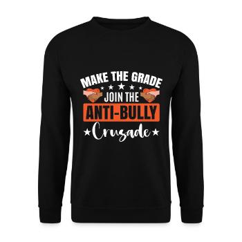Anti-Mobbing-Zitat Mobbing-Bewusstsein - Unisex Pullover - Schwarz - Vorne - Alina (178cm) & Michal (187cm)
