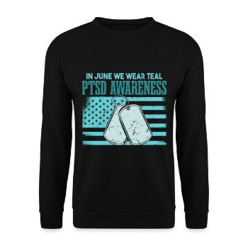In June We Wear Teal PTSD Awareness - Unisex Sweatshirt - black - Front - Alina (178cm) & Michal (187cm)