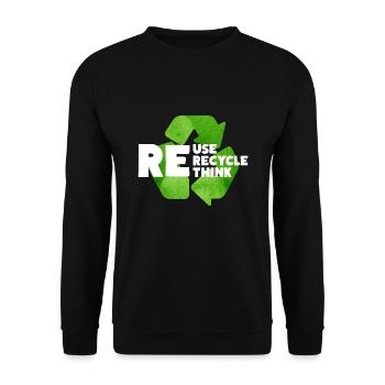 Reuse Recycle Rethink Nachhaltigkeit Umwelt Klima - Unisex Pullover - Schwarz - Vorne - Alina (178cm) & Michal (187cm)