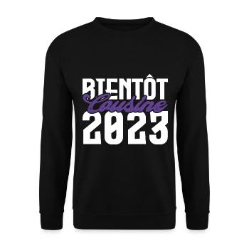Cadeau Annonce grossesse bientôt Cousine 2023. - Sweat-shirt Unisexe - noir - Devant - Alina (178cm) & Michal (187cm)