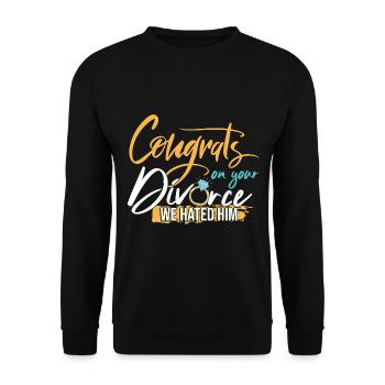 Congrats On Your Divorce - Unisex Sweatshirt - black - Front - Alina (178cm) & Michal (187cm)