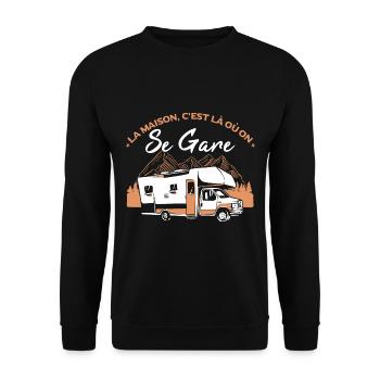 Camping Car Campeur Humour Camping - Sweat-shirt Unisexe - noir - Devant - Alina (178cm) & Michal (187cm)
