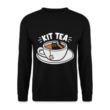 Funny Cat Lover Tea - Unisex Sweatshirt - black - Front - Alina (178cm) & Michal (187cm)