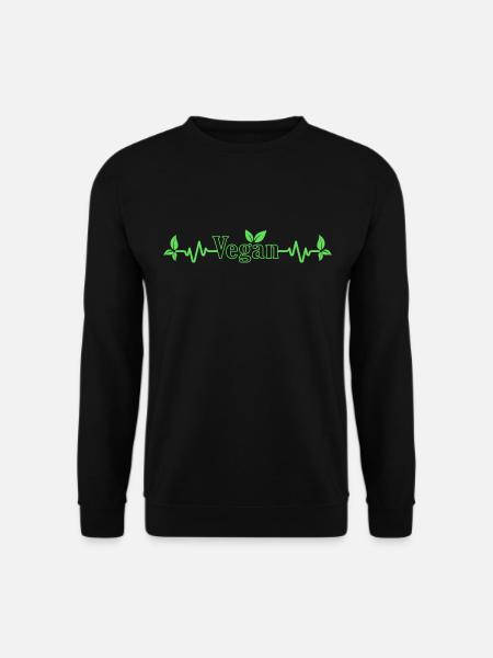 Vegan Herzschlag mit den Blättern für Veganer - Unisex Pullover - Schwarz