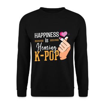 Le bonheur, c’est d’entendre la K-pop - Sweat-shirt Unisexe - noir - Devant - Alina (178cm) & Michal (187cm)