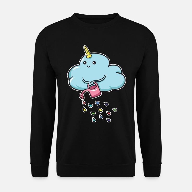 Einhorn Wölkchen mit bunten Regenbogen Schauer - Unisex Pullover - Schwarz
