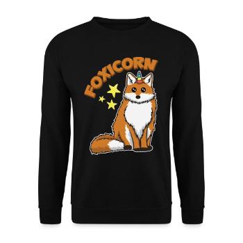 eine süße Mischung zwischen Fuchs und Einhorn - Unisex Pullover - Schwarz - Vorne - Alina (178cm) & Michal (187cm)