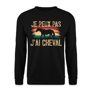 Je peux pas J'ai cheval. Cadeau chevalier. - Sweat-shirt Unisexe - noir - Devant - Alina (178cm) & Michal (187cm)